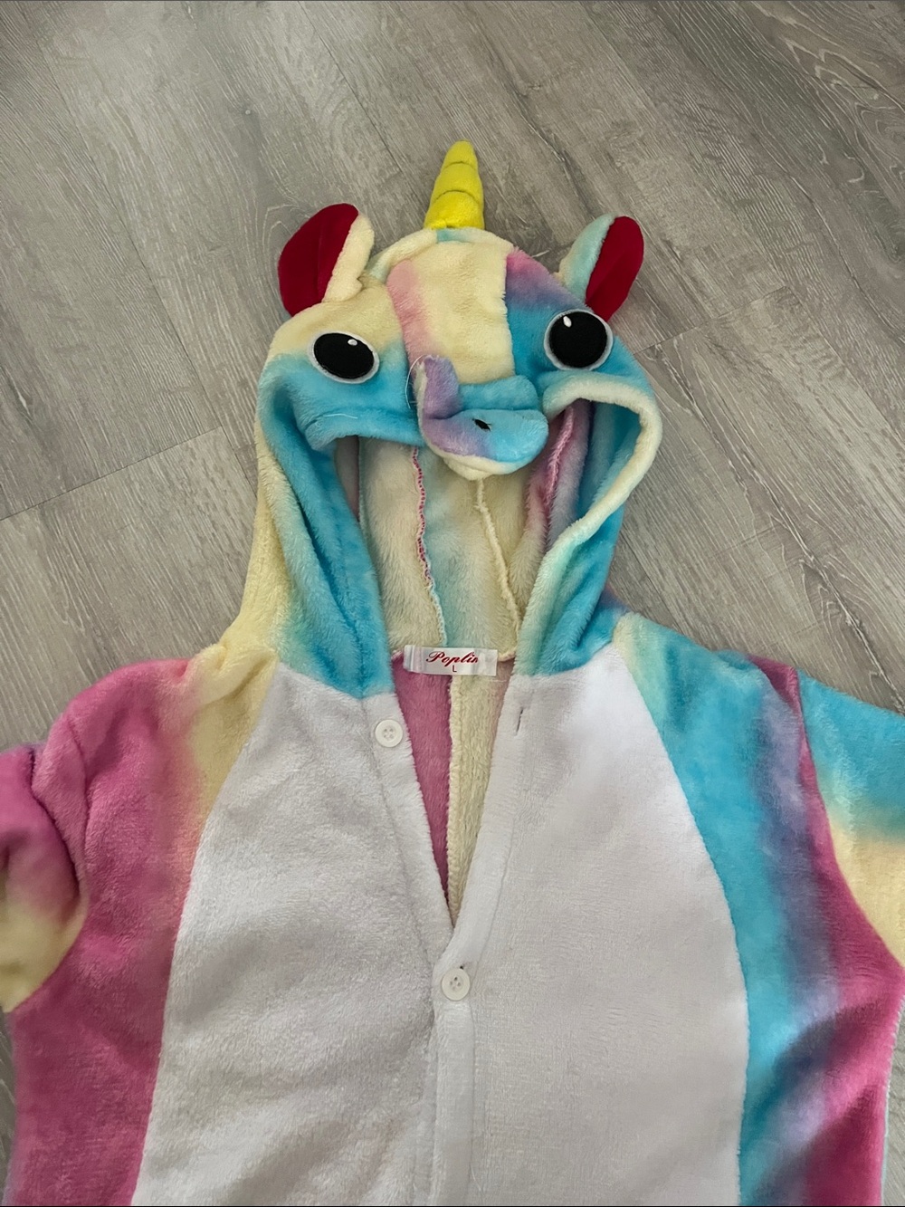 Rainbow Unicorn Hooded Onesie - Plush Multicolor